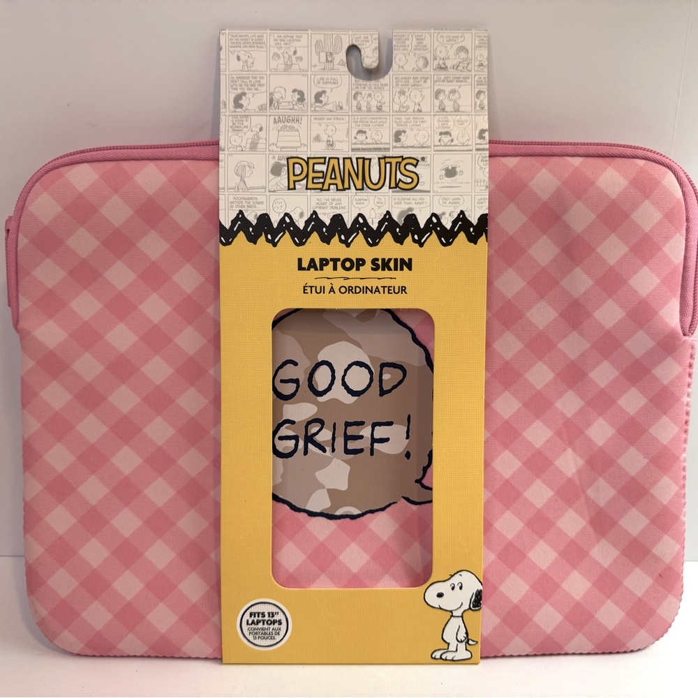Peanuts “Good Grief” Pink Checkered 13” Laptop Skin